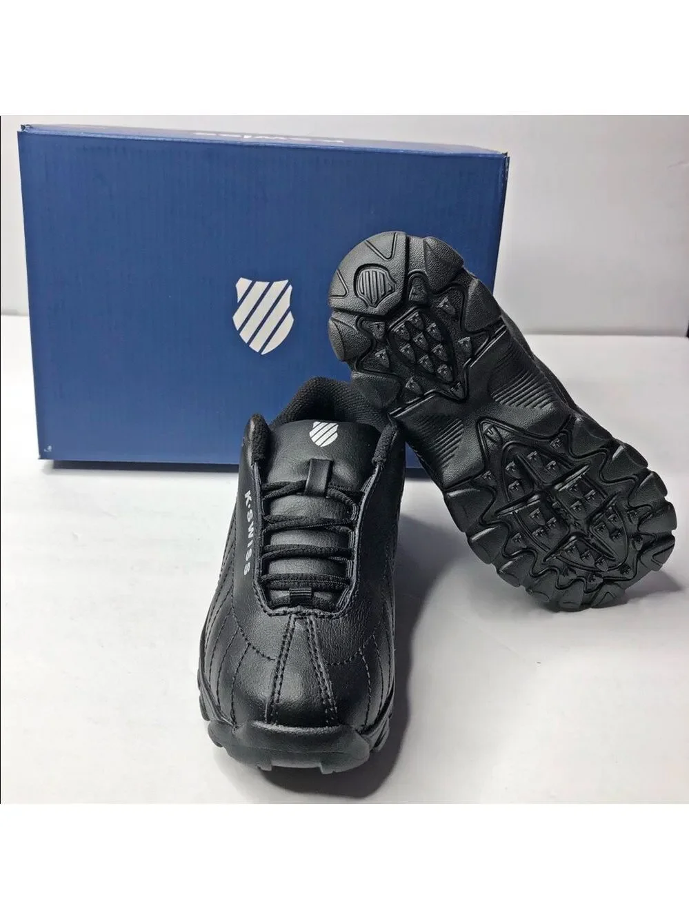 NIB K-Swiss Classic Low Boys Sneakers Leather Black Athletic Shoes⁠ Sz 6-2